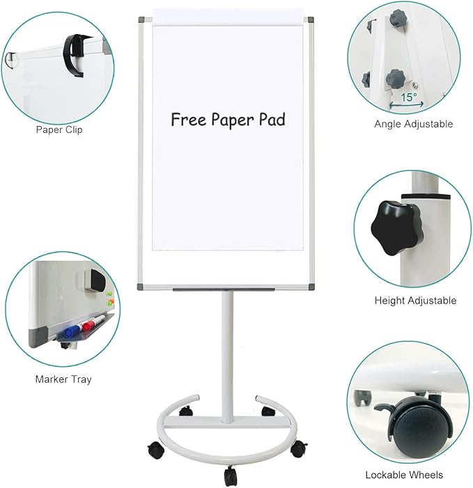 BIBOC Mobile Dry Erase Board – 36x24 inches Magnetic Portable Whiteboard Stand - Image 3