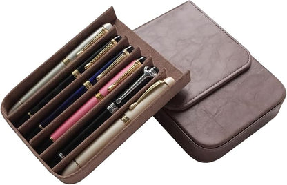 MIVLXLX Leather 6 Fountain Pen/Pencil Tray Case, Magnetic Closure - Image 8