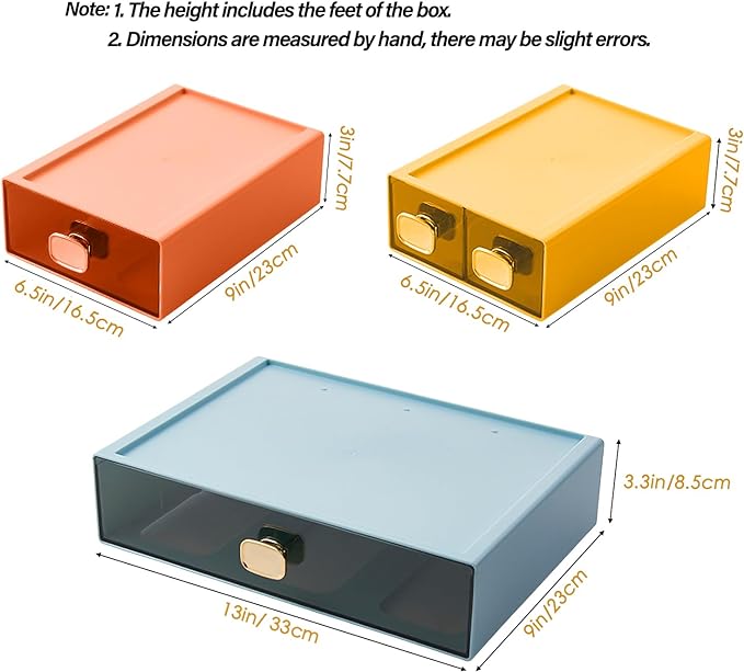 DETEIN Stackable Desk Organizer Drawer 13"Wx9"Lx3.3"H Large Desktop Storage - Image 2