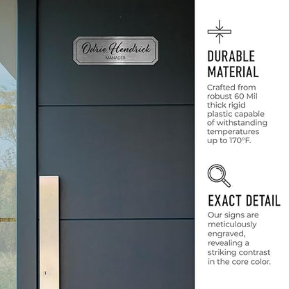 Custom Wall or Door Sign, Personalized Notched Plaque Engraved Message - Image 3