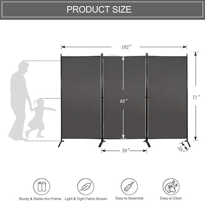 MAYOLIAH Partition Room Dividers 3 Panel Folding Privacy Screens 6 Ft Tall - Image 4