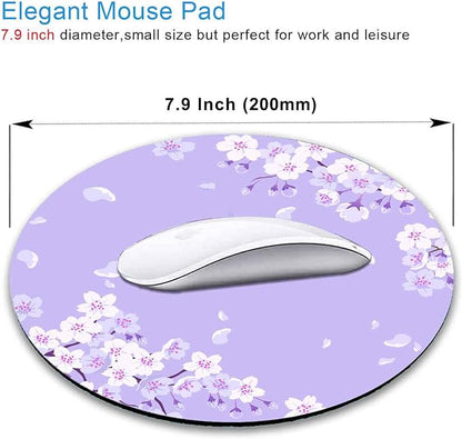 IMAYONDIA Cute Purple Mouse Pad Small, Floral Flower Round Mouse Pads, Sakura - Image 2