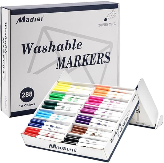 Madisi Washable Markers, Super Tips Markers, Classroom Bulk Pack by Madisi