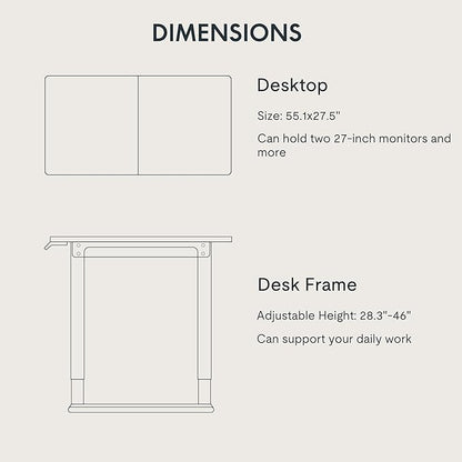 FLEXISPOT 4 Legs Standing Desk 55 x 28 Inch Electric Adjustable Height - Image 7