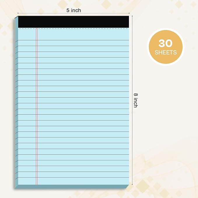 Nichela Legal Pads 5x8 12 Pack Note Pads College Ruled Notepad Pink/Green/Blue - Image 2
