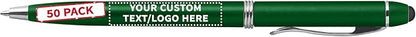 DISCOUNT PROMOS Custom Twist Action Plastic Stylus Pens, Personalized Bulk Pack by DISCOUNTPROMOS