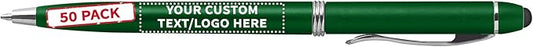 DISCOUNT PROMOS Custom Twist Action Plastic Stylus Pens, Personalized Bulk Pack by DISCOUNTPROMOS