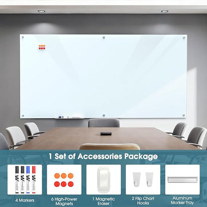 MaxGear Glass Whiteboard Wall Mounted, Frameless Magnetic Dry Erase Board - Image 3