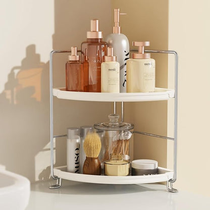 JANUS LiANG 2-Tier Corner Bathroom Countertop Organizer, Tiny Counter Corner - Image 3