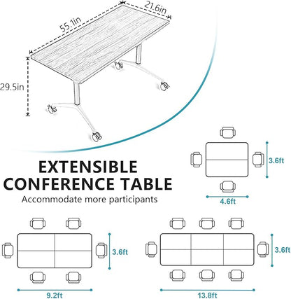 Goakwwuz Conference Room Table, Folding Conference Tables, Thicken Grey Tabletop - Image 9
