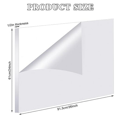 Roowest 2 Pcs 24 x 36 Inch, 1/2 Inch Thick Clear Acrylic Plexiglass Sheets - Image 2