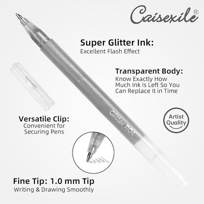 CAISEXILE 8 Neutral Palette Glitter Gel Pens Set, 1.0 mm Fine Point - Image 3