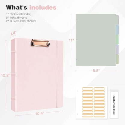 Ospelelf 3 Ring Binder with Clipboard 2 Inch Leather Binder - Image 3