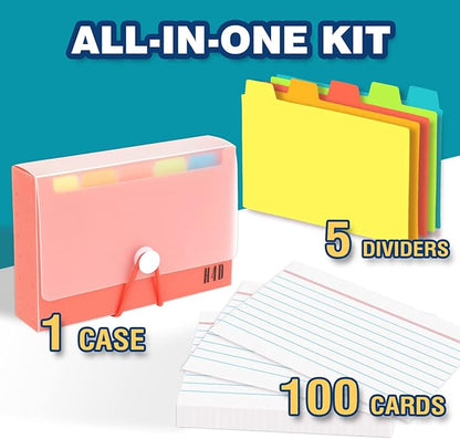 H4D 3x5 Index Card Case with 100 Heavyweight Ruled Index Cards and Dividers - Image 2