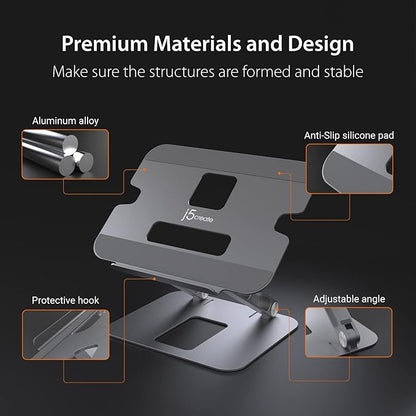 j5create Multi-Angle Aluminum Laptop Stand, Ergonomic Notebook Riser, Suitable - Image 5