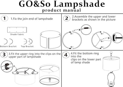 GO&SO Black Velvet Lamp Shades Set of 2 Large Drum Lampshades -16" Top x 16" - Image 9