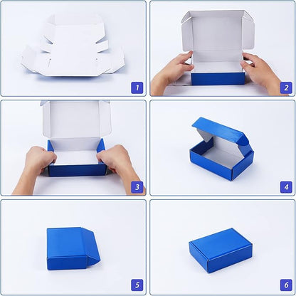 PHAREGE 8x8x4 inch Gift Shipping Boxes Bulk 25 Pack Blue, Tab Lock Tuck Top - Image 6
