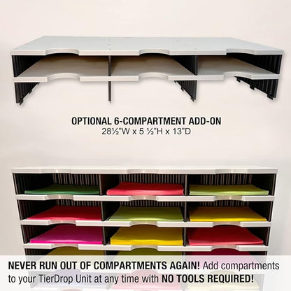 Desktop Organizer 6 Letter Tray Sorter Plus Riser Base, 3 Supply & 3 Storage - Image 5