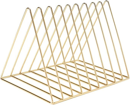 Sooyee 9 Slot Gold Magazine Holder, Desktop File Sorter Organizer Triangle - Image 5