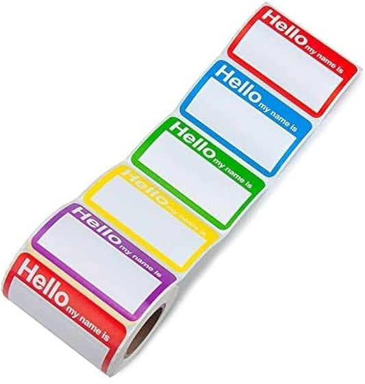 L LIKED 400 Stickers -3.5" x 2.25" Colors Plain Name tag Labels by LLIKED