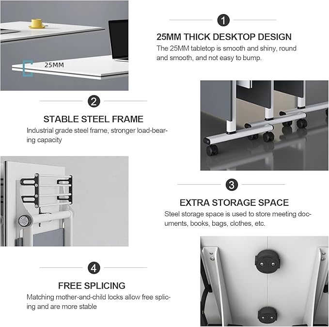 czxhaery Conference Table, Folding Conference Table, Folding Office Conference - Image 9
