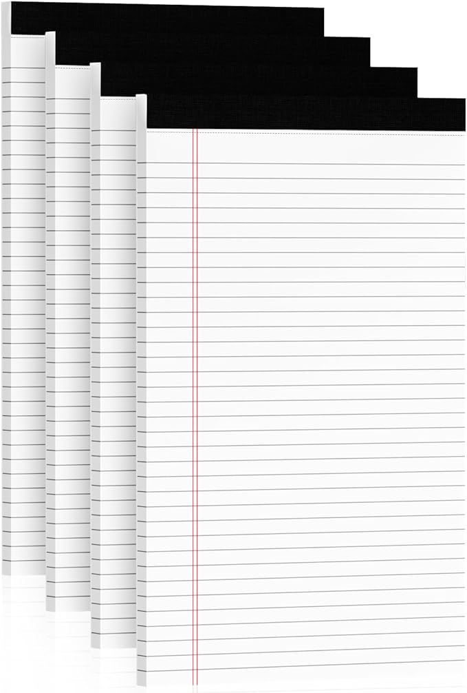 Note Pads 8.5 x 14 Wide Ruled, 4 Pack Legal Pads 8.5 x 14 White Paper Pads by Home