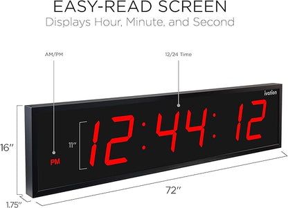 Ivation Huge Oversized 72" Large Digital LED Clock | Big Digital Clock - Image 2
