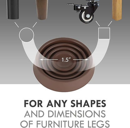 Furniture Coasters, 1.5X1.5 Rubber Caster Cups Non Slip Furniture Pads Non Skid - Image 2