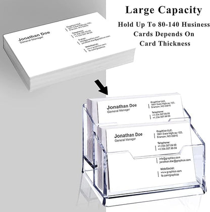 Meschett 3 Pack Clear Acrylic Business Card Holder, 2 Tier Premium Acrylic - Image 3