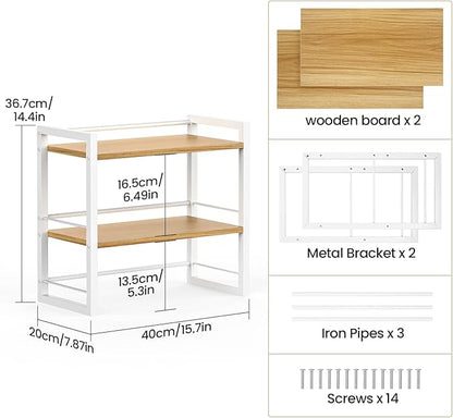 ART-GIFTREE Office Desk Shelf Organizer, Wood Desktop Bookshelf Supplies - Image 3