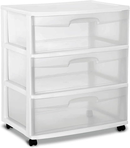 Wide 3 Drawer Cart White by Unknown