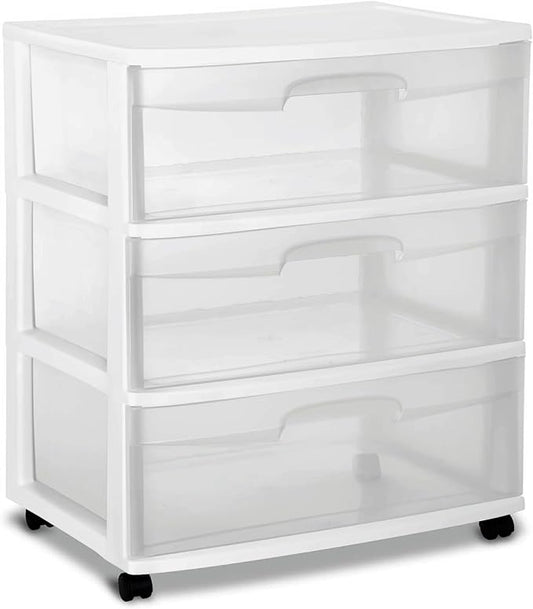 Wide 3 Drawer Cart White by Unknown