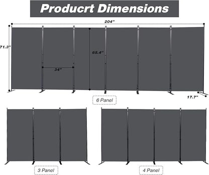 CHOSENM Room Divider, 6 Panel Folding Privacy Screens - Image 2
