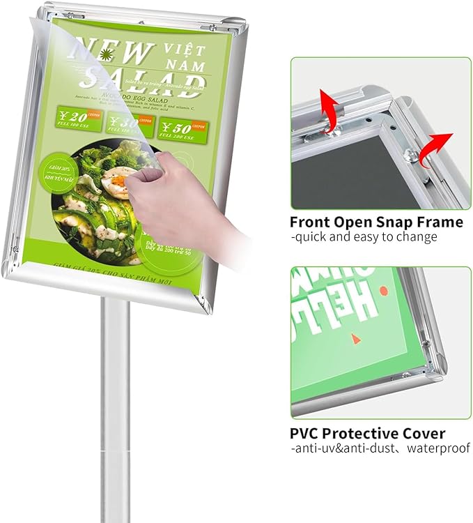 INNOVSIGN Heavy Duty Adjustable Pedestal Poster Sign Stand, 11x17 Aluminum Open - Image 5