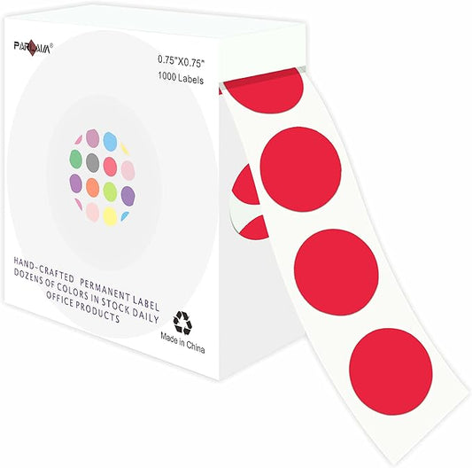PARLAIM 3/4 Inch Roll Color Coding Labels, 1000 per Roll Round Permanent by PARLAIM
