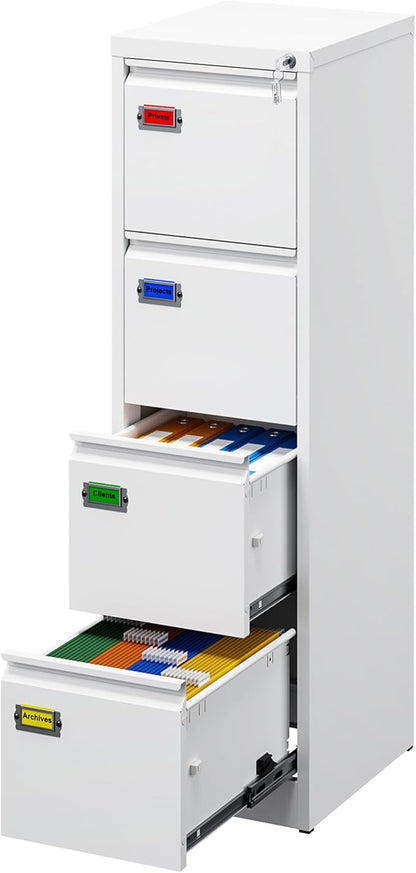 PEUKC 4-Drawer File Cabinet, 16.3" Deep Vertical Filing Cabinet by PEUKC