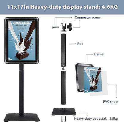 STANDNEE Heavy-duty Poster Stand Holder 11"x 17" Pedestal Floor Standing Sign - Image 6
