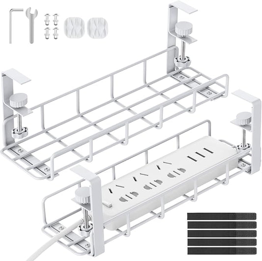 Under Desk Cable Management Tray, 31.5'' No Drill Steel Cable Tray Organizers by REFLYING