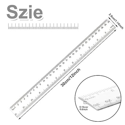 30PCS Clear Ruler Plastic Rulers 12 Inch, - Image 2