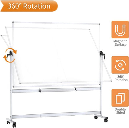 VIZ-PRO Double-Sided Mobile Whiteboard, 72 x 40 Inches, Magnetic Rolling Dry - Image 3