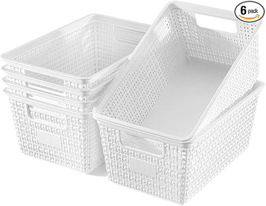 Plastic Storage Baskets For Organizing, 6 Pack Organization and Storage by EasyCozyHomey