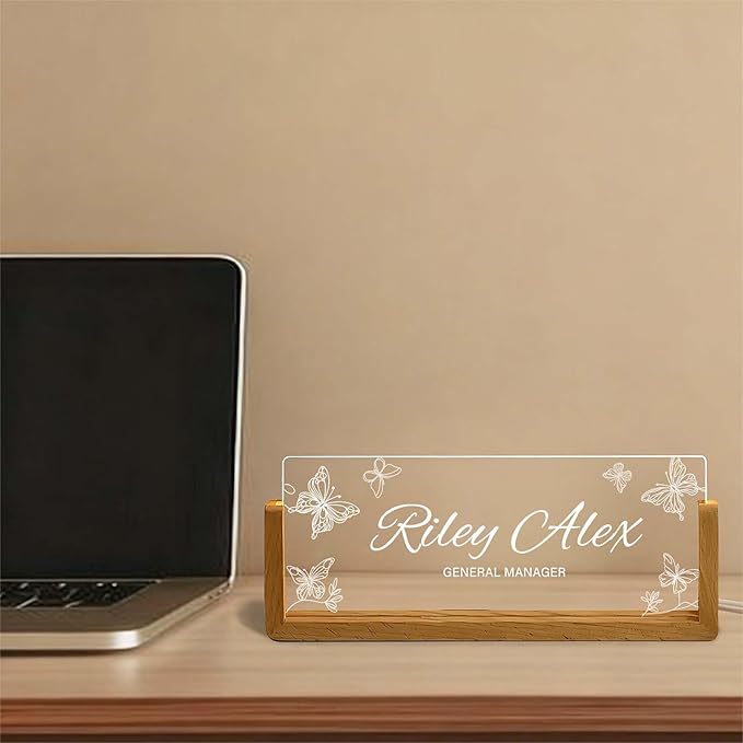 Acrylic Desk Name Plate Personalized, Custom Light Up Office Sign - Image 7