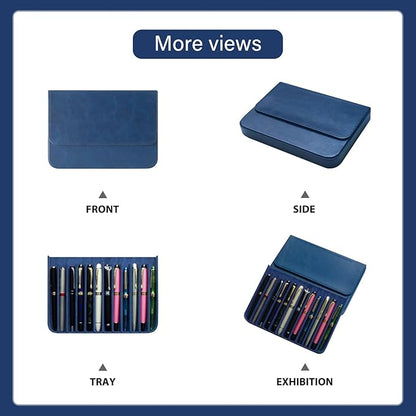 MIVLXLX PU Leather 12 Fountain Pen/Pencil Tray Case Organizer, Fashion Design - Image 5