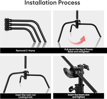 Soonpho 2 Pack 100% Heavy-Duty Steel C-Stand, Pro Photography Light Stand - Image 5