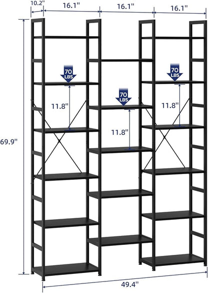 NUMENN 6-Tier Bookshelf Triple Column Bookcase - Image 2