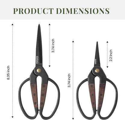 PERWIN Garden Flower Bonsai Scissors, Walnut Wide Handles Pruning Gardening - Image 2