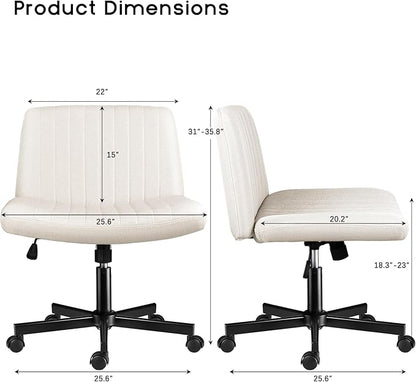PUKAMI Criss Cross Chair with Wheels, Fabric Padded Armless Cross Legged Office - Image 2