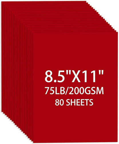 Cardstock 8.5 X 11, 80 Sheets Christmas Red Card Stock, 75lb/ 200gsm Copy Paper by Ciphyfee