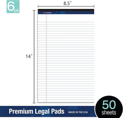 Woodlake Legal Pads 8.5 "x 14" – 6‑Pack, Wide Ruled, Premium White Paper Pad No - Image 3
