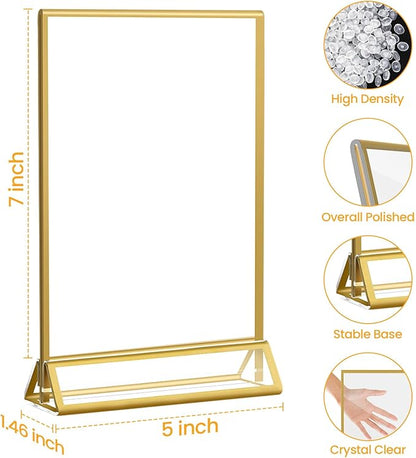 Smarpau Gold Acrylic Sign Holder 5x7, Double-Sided Display Stand - Image 2